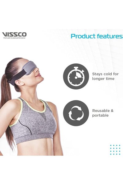 VISSCO Eye Mask (Cool Gel), Eye Relaxing Mask For Puffy Tired Eyes, Dark Circles, Instant Pain Relief, Dry Eyes, Redness - Universal (Grey)
