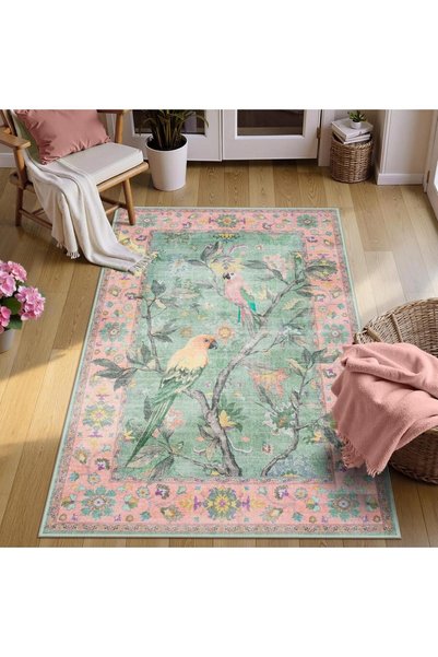 Generic Botanical Birds Washable Rug – 3x5 Vintage Soft Non-Slip Area Rug for...
