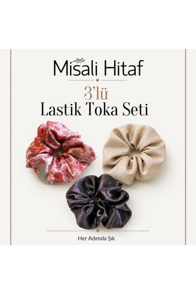 Misali Hitaf 3'lü Lastik Toka Seti Kadın Saç Tokası Saç Lastiği