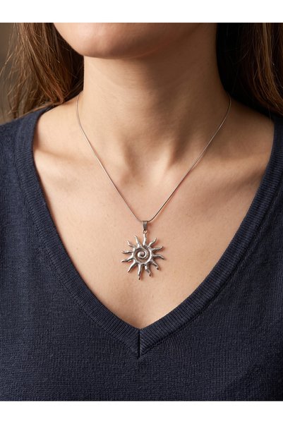 lotusbybuket Silver Steel Necklace with Sun Figure