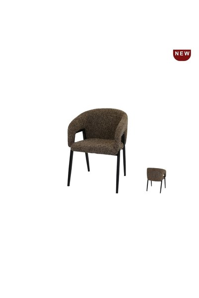 IN HOME STORE كرسي جانبي بتصميم عصري قماش وقاعدة معدنية بني