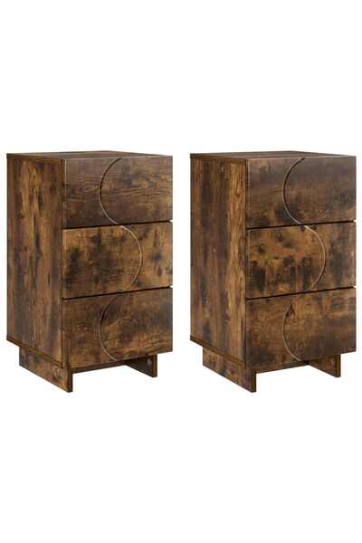vidaxl Dulap de noapte 2 buc. Stejar fumuriu 33,5 x 34,5 x 60 cm
