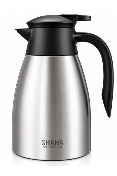 SHAHA ترموس ضغطي من الفولاذ المقاوم للصدأ بسعة 2 لتر