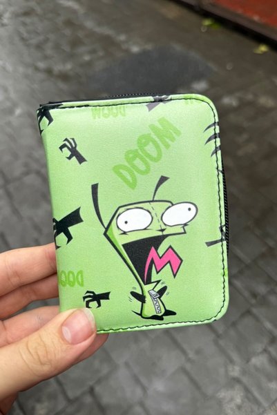 Köstebek Green Invader Zim Gir Wood Unisex Wallet