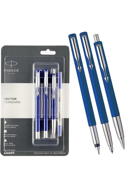 Generic Vector Standard Fountain Pen, Roller Ball Pen and Ball Pen - (Blue)