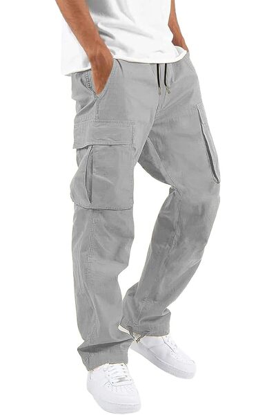 Generic Mens Cargo Pants Drawstring Casual Hiking Pants Joggers Athletic Trou...