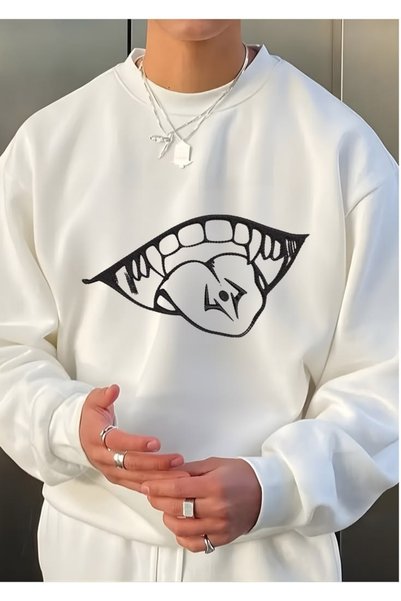 Vordevia Jujutsu Kaisen Printed Cotton 3 Thread Threaded Crew Neck Oversize S...