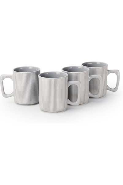 Generic Stoneware ZOE 4PCS Mug Set | 385 ML Grey Coffee Mug Set | Durable Cof...