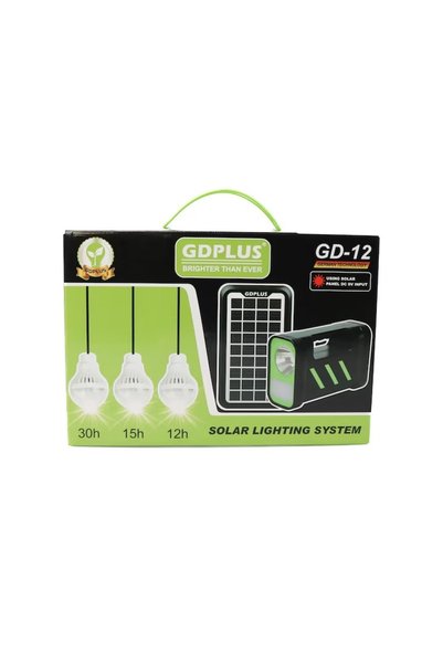 Fara brand Kit sistem de iluminat solar GDPLUS GD-12 cu panou solar, lanternă...