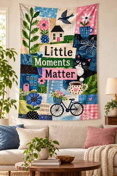 on the clouds Little Moments Matter Written Floral Bohemian Stain-Resistant W...