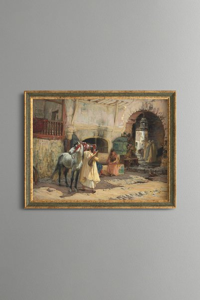 epiqart People on the Bazaar Street - Vintage Patterned Painting - Fine Model