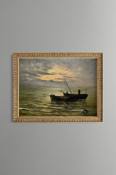epiqart Paddle-Driven Kayak at Sunset - Vintage Patterned Painting - Fine Model