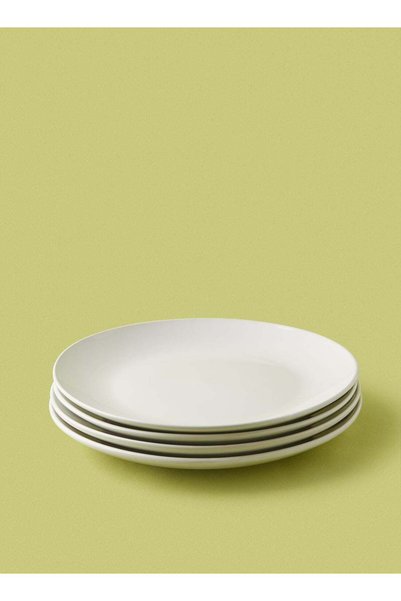 Noon East 4-Piece Stoneware Dinner Plates Set White 10.5inch