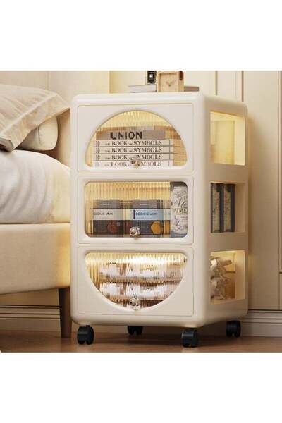 Noon East 3 Layers Clear Plastic Storage Organizer Cart with Visible Drawers,...