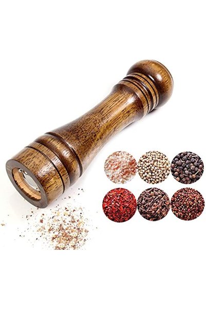 Generic مطحنة يدوية للملح والفلفل من خشب المطاط، أداة طحن للمطبخ والمطاعم، مط...