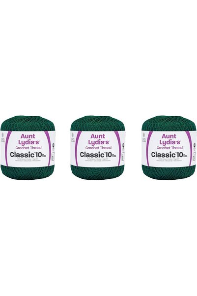 Generic خيط كروشيه كلاسيكي من ليديا - 3 عبوات بطول 350 ياردة/320 متر - قطن - ...