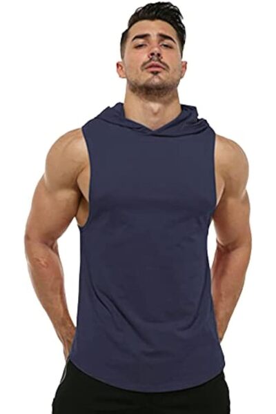 Generic Men's Workout Hooded Tank Tops Gym Workout Bodybuilding Stringer T Shirt