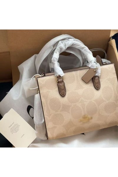 COACH 1941 حقيبة يد نسائية صغيرة كلاسيكية من الجلد الصناعي مع حزام كتف قابل للفصل