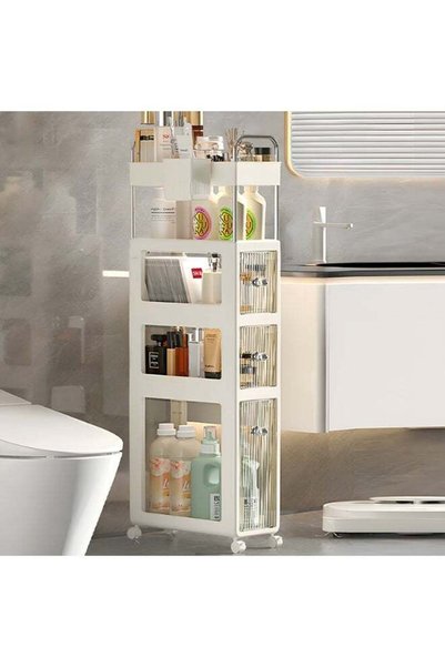Noon East 5 Layers Clear Slim Bathroom Storage Cabinet with Visible Dr