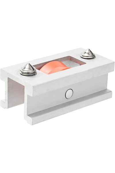 Generic بكرة باب منزلق على شكل V - أحمر - بكرة أحادية العجلة مع حامل معدني، ب...