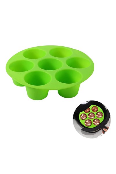 Noonedibs Tavă de brioșe din silicon cu 7 găuri, forme de brioșe cu friteuză ...