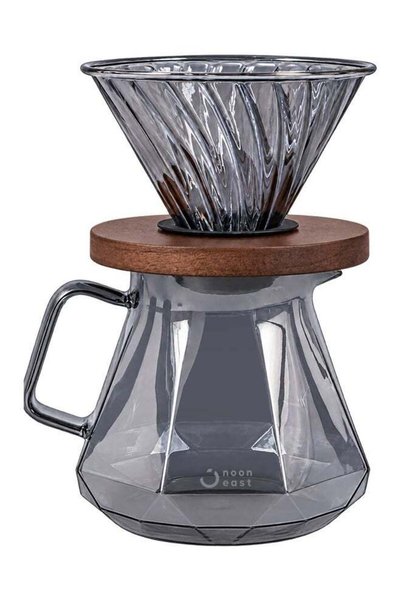 Noon East 600 ml Pour-Over Coffee Maker Set with Borosilicate Glass Carafe, G...
