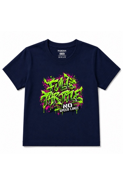 Rabona Fashion Full Throttle - No Speed Limit Neon Graffiti Kids Graphic T-Shirt