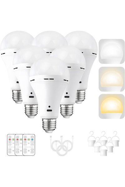 Generic 3 Colors Shift Stepless Dimmable USB Battery Operated Light Bulb,6 Pack