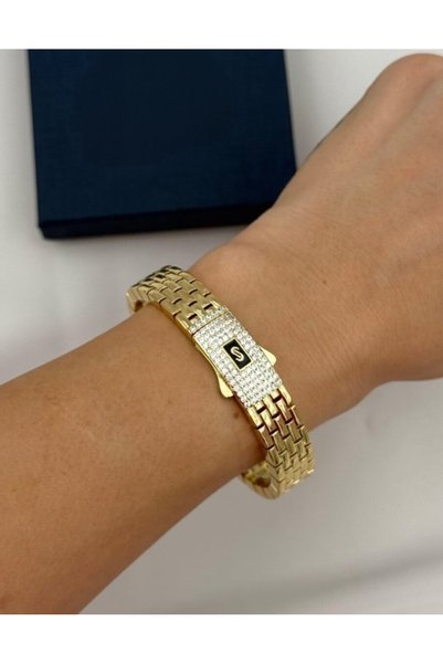 Generic Brand BRATARA FIXA FIDER.OTEL INOXIDABIL PLACAT CU AUR 14 K