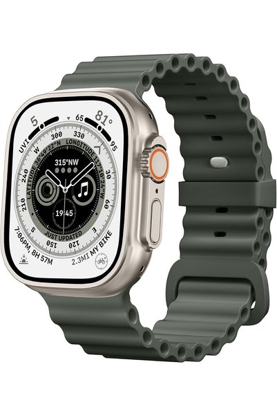 Generic حزام Ocean Strap متوافق مع ساعة Apple Watch Ultra 2 مقاس 49 ملم و45 م...