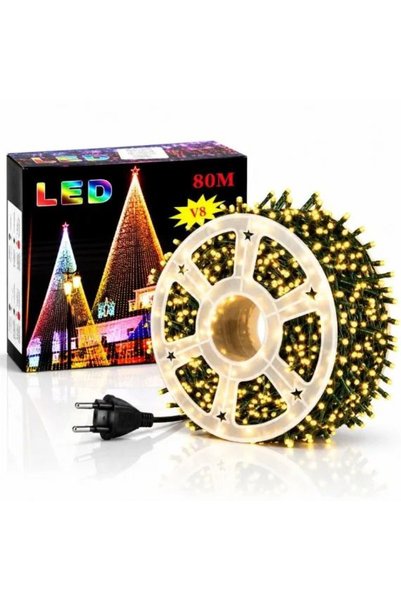 Fara brand Instalație Luminoasă de Crăciun 380 LED-uri (80 m) – Fir Verde Închis