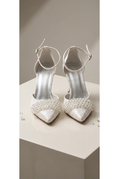Berush Bride Women's Cinar Beaded Heel-Strapped Evening Dress and Wedding Shoes