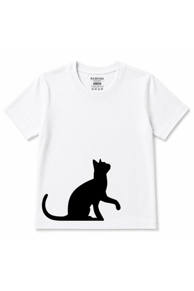Rabona Fashion Pisică Curioasă – Tricou Grafic pentru Copii cu Siluetă Minima...