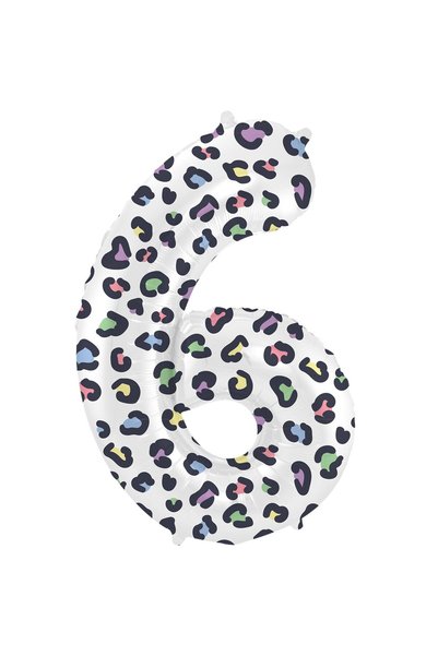 Folat Balon din folie numărul 6 Leopard de zăpadă 86 cm