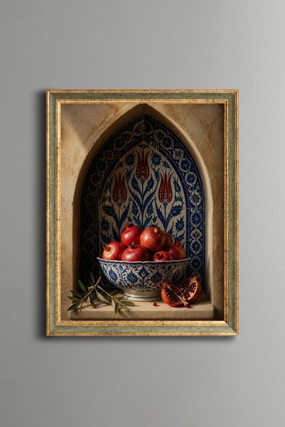 epiqart Narls in a Basket in Front of a Tile Arch - Vintage Patterned Paintin...