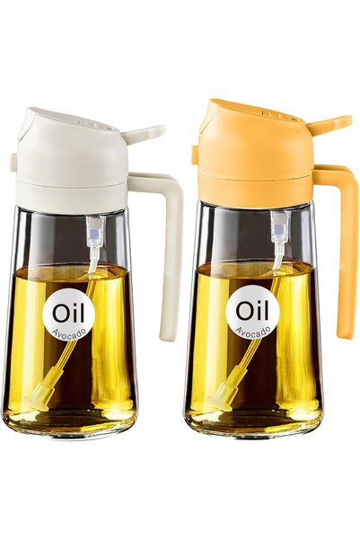 GENERAL YARRAMATE 2Pcs Olive Oil Dispenser Bottle for Kitchen, 2 in 1 Oil Spr...