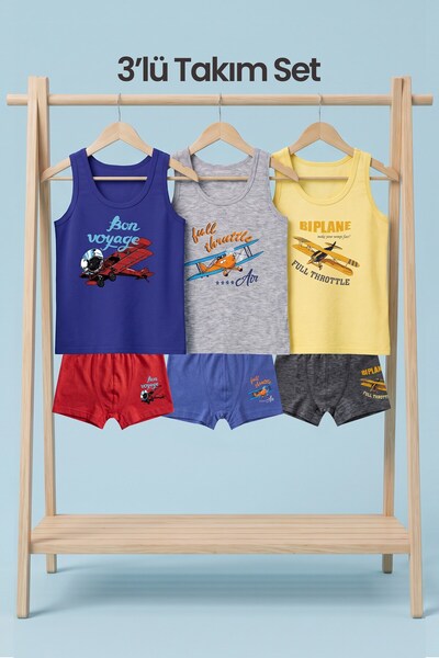 Öts Boy's 3-Piece Cotton Athlete Boxer Set Colorful Extra Comfortable Fit (76...