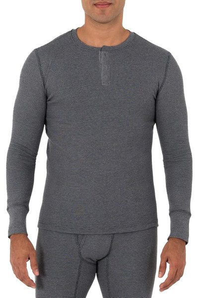 Generic mens Recycled Waffle Thermal Underwear Henley Top (1 and 2 Packs) Paj...