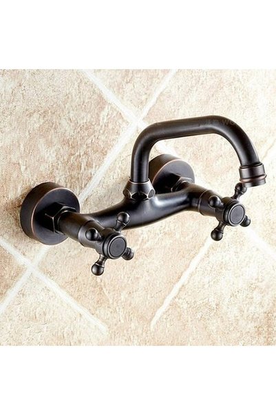 Noonedibs Robinet de lavoar retro rustic în stil european, montat pe perete -...