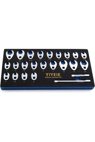 Generic 3/8" Drive Crows Foot Wrench Set, 24PCS Flare Nut Crowfoot Wrench Set...