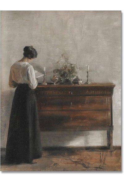 Generic Vintage Danish Canvas Wall Art Famous Artwork Woman Reading Portrait ...