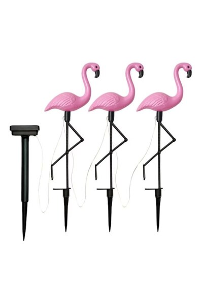 Fara brand Set Lampă Solară de Grădină Flamingo Roz, Luminate LED