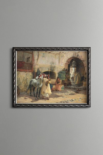 epiqart People on the Bazaar Street - Vintage Patterned Painting - Fine Model