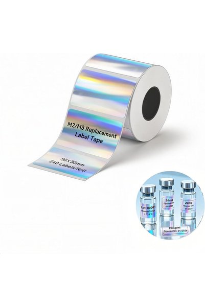 NiiMbot M2/M3 Thermal Transfer Labels 1.97''×1.18'', Laser Silver