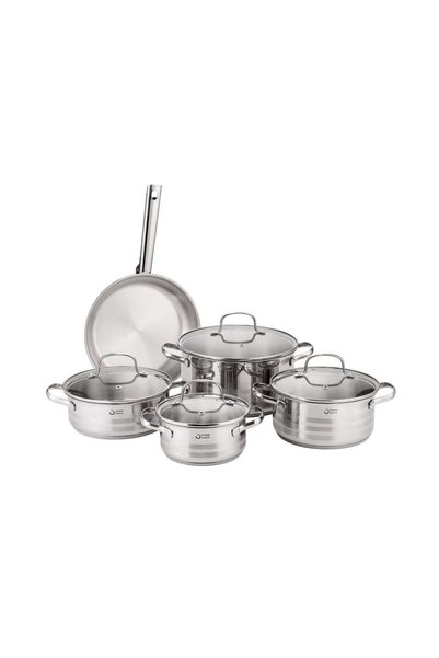 Noon East 9 Piece Triply Bottom Stainless Steel Cookware Set, set incl