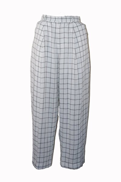 Vero Moda Pantaloni Check Carrot Alb