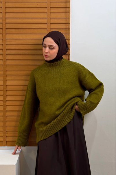 fayaboutique.com Yeşil Lorette Triko Kazak