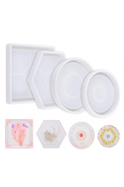 Noonedibs Pachet de 4 matrițe DIY, matrițe de rășină include matrițe rotunde,...