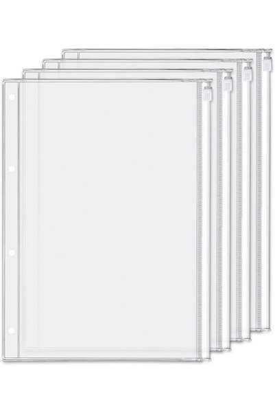 Generic 4 Pack A4 4 Holes Binder Zip Pockets Plastic Binder Zipper Folders Wa...