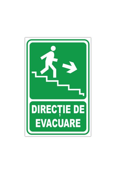 CUBIKA Indicator directie de evacuare dreapta cu scara, CUBIKA, PVC 3 mm, 10x...